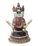 Vintage Chinese Tong Style Blue Red White Porcelain Kwan Yin Tara Bodhisattva Statue cs2959S