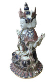 Vintage Chinese Tong Style Blue Red White Porcelain Kwan Yin Tara Bodhisattva Statue cs2959S