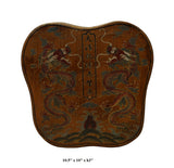 Chinese Yellow Brown Lacquer Color Dragons Scenery Painting Box cs2963S