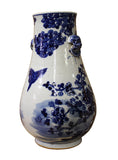 blue and white porcelain vase with house painting