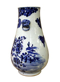 blue and white porcelain vase with house painting