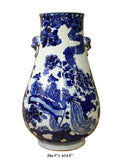blue and white porcelain vase with house painting