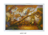 Oil Paint Canvas Art Tropical Forest Birds Play Wall Decor cs319S