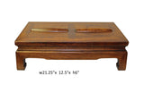 Brown Rosewood Simple Oriental Rectangular Rolling Bar Footrest Table cs3201S