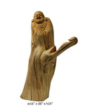 Chinese Cypress Wood Carved Standing Happy Buddha Statue cs3208S