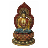 metal gold sitting Buddha on lotus base
