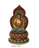 metal gold sitting Buddha on lotus base