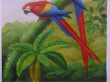 Oil Paint Canvas Art Two Tropical Jungle Parrots Wall Decor cs321S