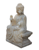 Chinese Distressed Brown White Stone Sitting Abhaya Mudra Buddha Statue cs3226S