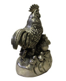 metal roster statue with litter chicken 