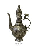 Chinese Handmade Metal Silver Color Jar Shape Teapot Display 