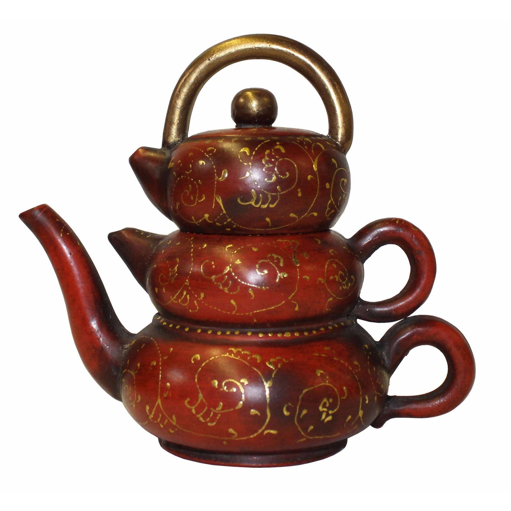 Chinese Zisha Clay Brown Golden Scenery Teapot Display cs3408S Chinese Zisha Clay Brown Golden Scenery Teapot Display cs3408S