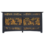 Oriental gold painting black buffer cabinet
