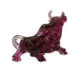  Purple Liuli Crystal Glass Pate-de-verre Bull Figure
