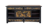 Chinese Fujian Golden Graphic Sideboard High Credenza Console Table TV Cabinet cs3509S
