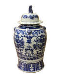 Chinese Blue & White Double Dragon Theme Porcelain Large General Jar cs3593S