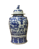Chinese Blue & White Double Dragon Theme Porcelain Large General Jar cs3593S