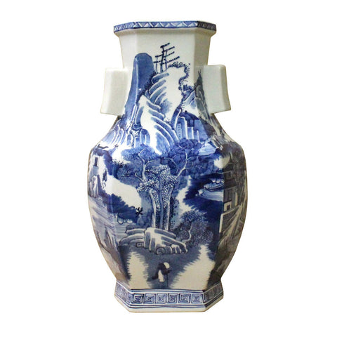 blue and white flower vase - flower painting 