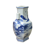 Chinese Blue & White Porcelain Oriental Scenery Graphic Vase cs3611S