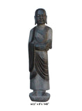 Chinese Black Gray Stone Carved Standing Monk Lohon Statue cs3627S