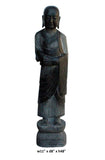 Chinese Black Gray Stone Carved Standing Monk Lohon Statue cs3628S