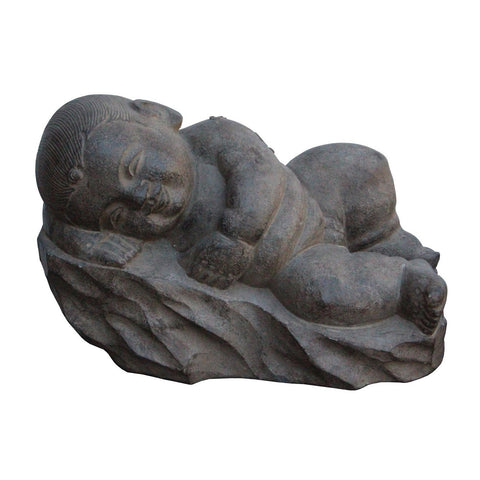 stone carving sleeping baby statue