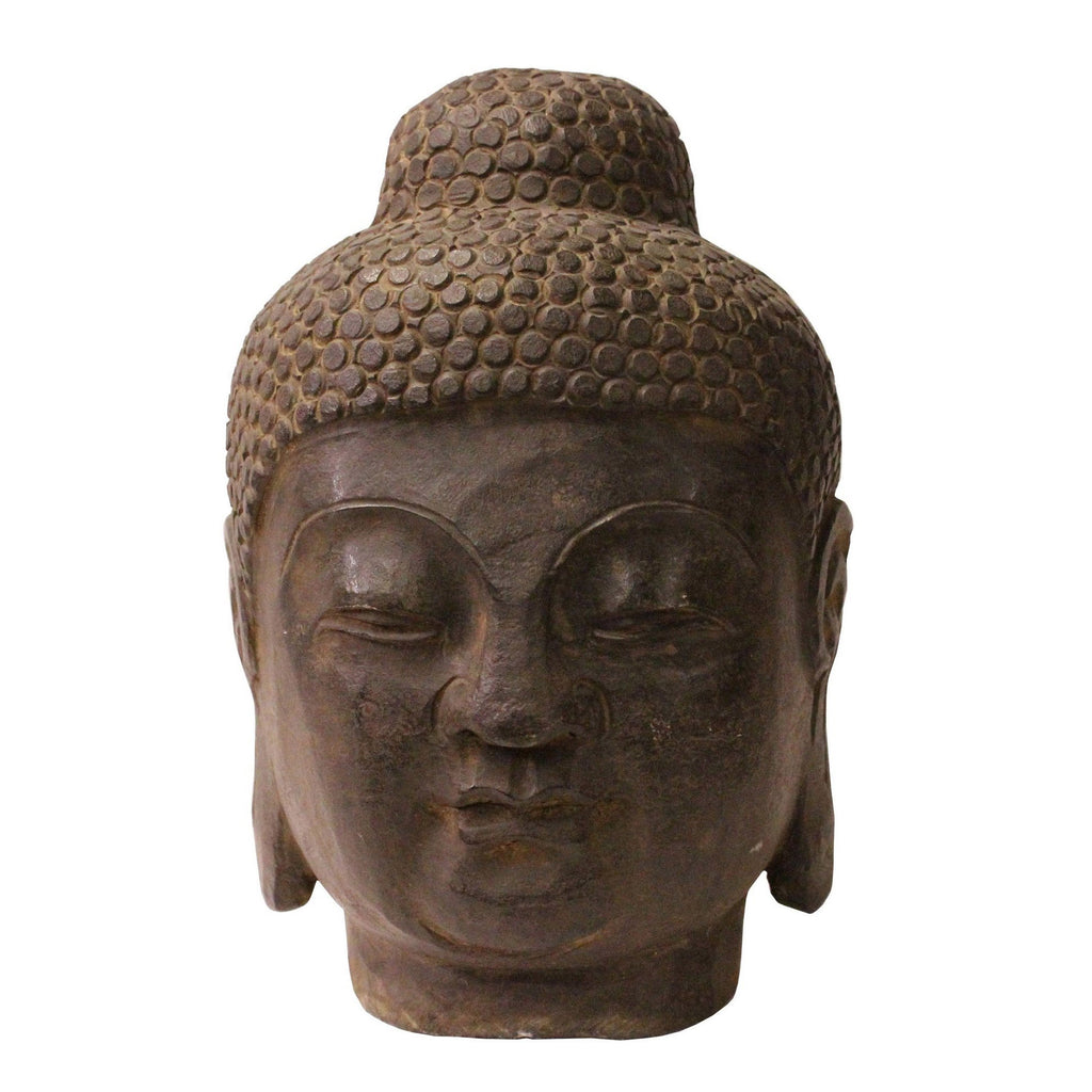 Chinese Oriental Black Gray Stone Carved Buddha Head Figure cs3712S Chinese Oriental Black Gray Stone Carved Buddha Head Figure cs3712S