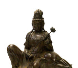 Chinese Handmade Brown Bronze Kwan Yin Riding Elephant Statue cs3742-1S