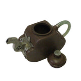 Chinese Zisha Jade Stone Handle Teapot Display Art cs3850S