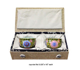 Pair Chinese Porcelain Famille Color Lotus Flower Cups