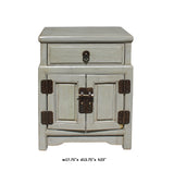 Chinese Distressed Light Gray Metal Hardware End Table Nightstand cs3917S