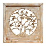 carved panel with flower and birds