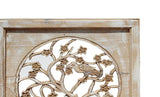 carved panel with flower and birds