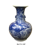 Chinese Blue White Porcelain Oriental Dragons Scenery Graphic Vase cs4029S