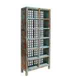 Chinese Distressed Blue Lacquer Display Bookcase Cabinet cs4060S