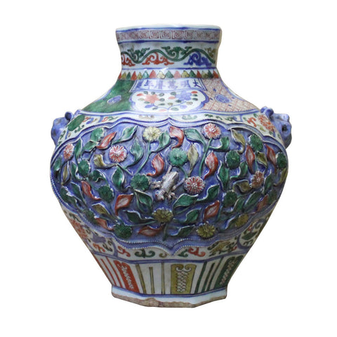 carved flower porcelain vase