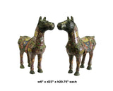  Pair Brown Enamel Cloisonne Metal Horse