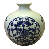 Chinese Oriental Ceramic Light Celadon Green Blue Graphic Vase cs4108S