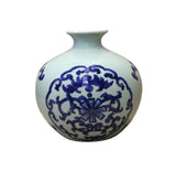 Chinese Oriental Ceramic Light Celadon Green Blue Graphic Vase cs4108S