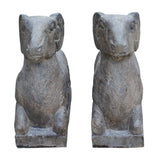 pair stone lamb statue
