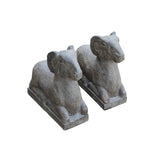 pair stone lamb statue