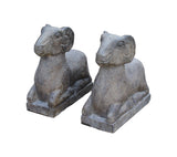 pair stone lamb statue