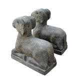 pair stone lamb statue