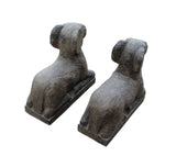 pair stone lamb statue
