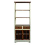 Chinese white color tall bookcase display cabinet
