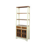 cream white display shelve with glass