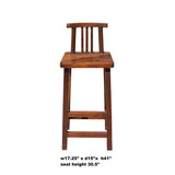 Rough Wood Brown Zen Oriental Bar Stool w Back cs4178S