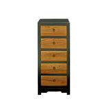 Black & Brown Five Drawers Slim Chest of Drawers Cabinet cs4184S