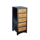 Black & Brown Five Drawers Slim Chest of Drawers Cabinet cs4184S