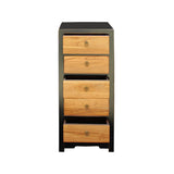 Black & Brown Five Drawers Slim Chest of Drawers Cabinet cs4184S